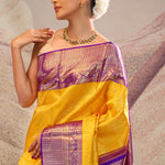 Golden Yellow Heritage Kanjivaram Silk Saree