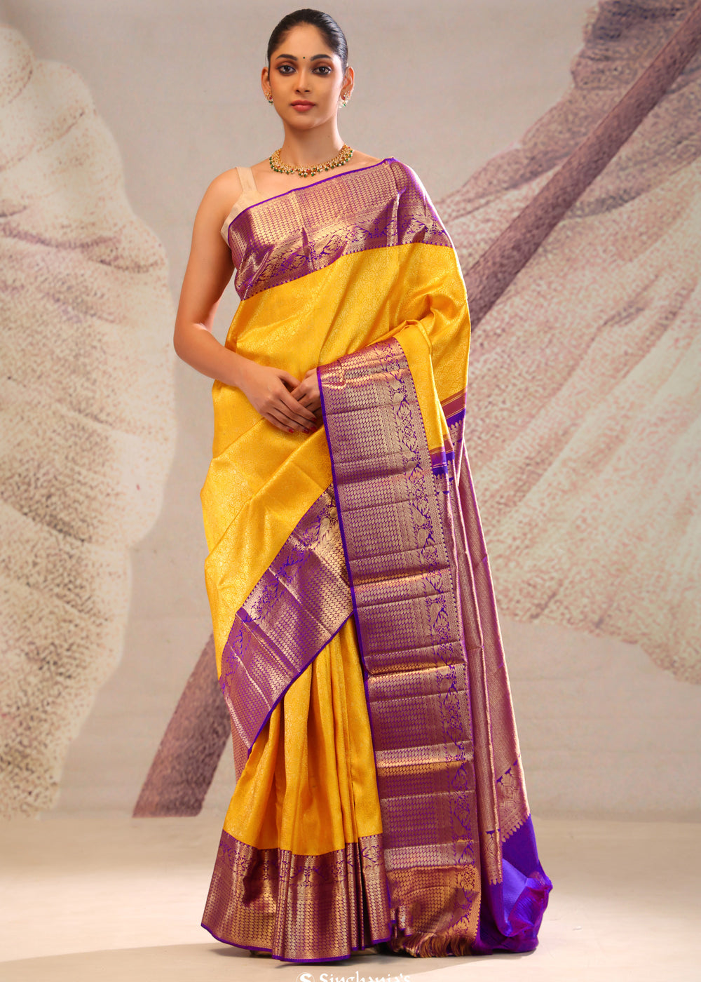 Golden Yellow Heritage Kanjivaram Silk Saree
