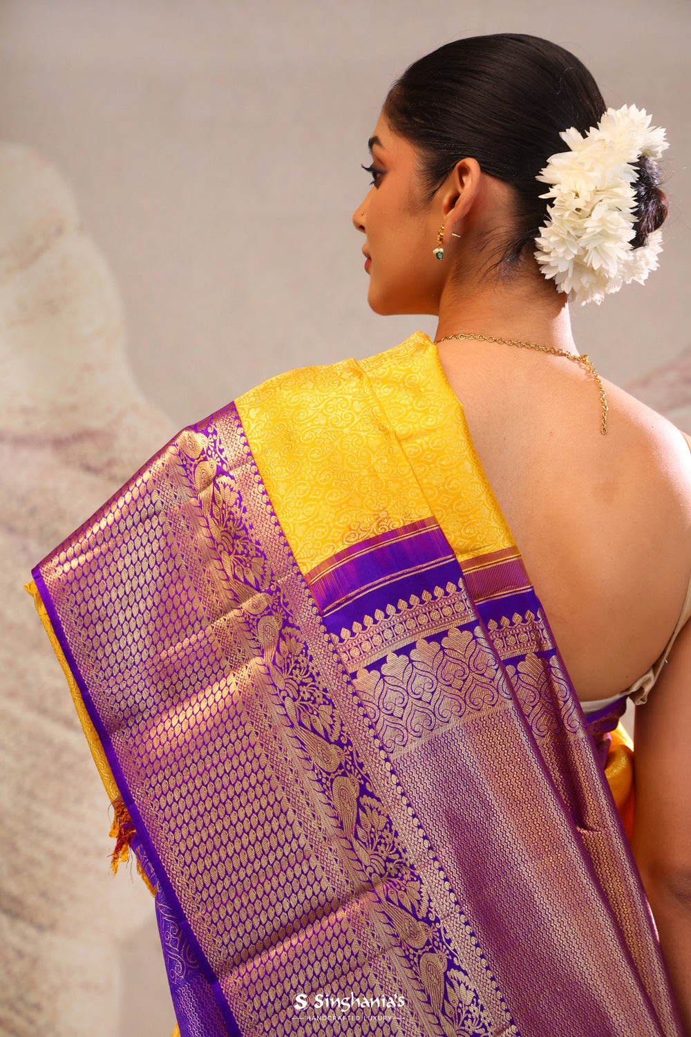 Golden Yellow Heritage Kanjivaram Silk Saree