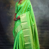 Paris Green Butti Kanjivaram Silk Saree