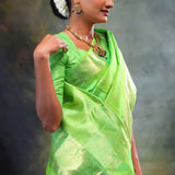 Paris Green Butti Kanjivaram Silk Saree