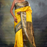 Gold Yellow Butti Kanjivaram Silk Saree