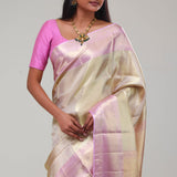 Pale Gold Butti Kanjivaram Silk Saree