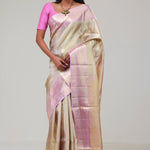 Pale Gold Butti Kanjivaram Silk Saree