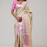 Pale Gold Butti Kanjivaram Silk Saree