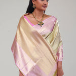 Pale Gold Butti Kanjivaram Silk Saree