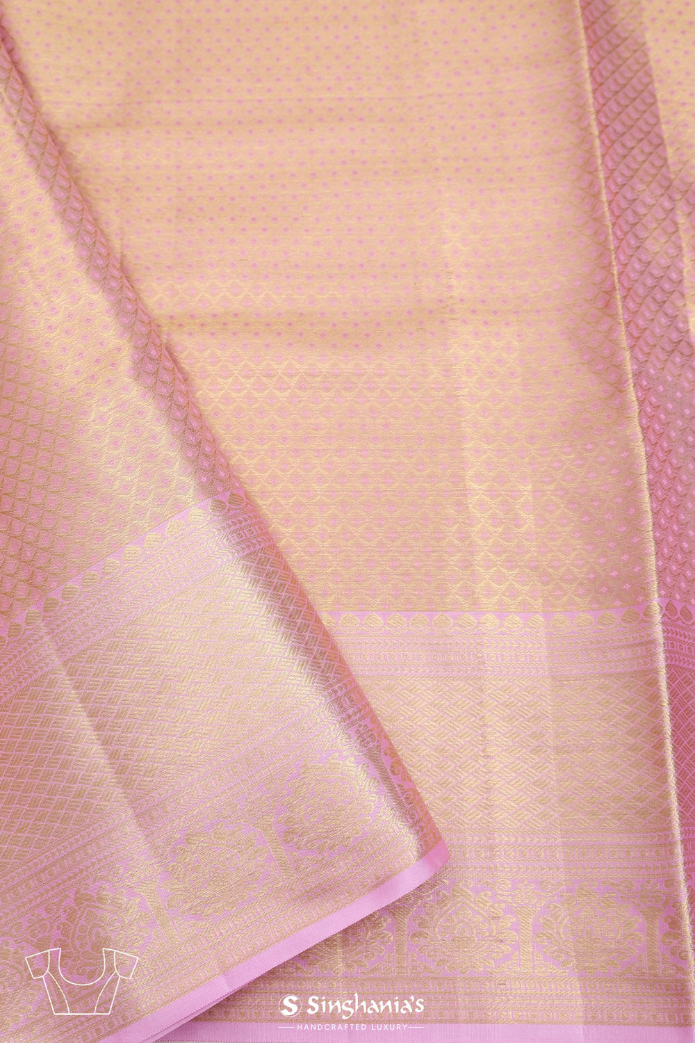 Pale Gold Butti Kanjivaram Silk Saree