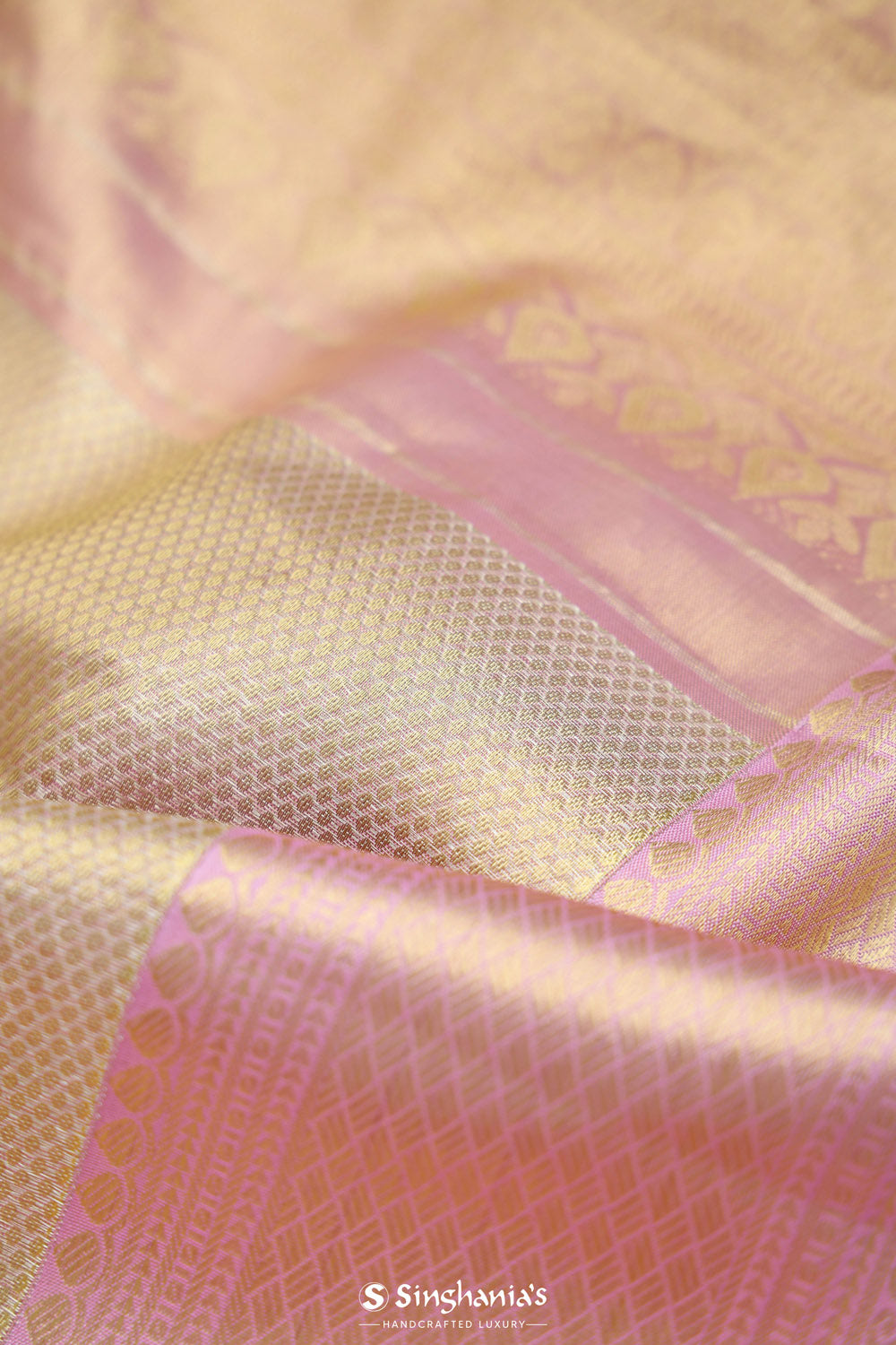 Pale Gold Butti Kanjivaram Silk Saree