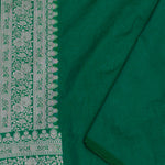 Green Banarasi Silk Saree With Silver Zari Border