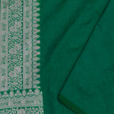 Green Banarasi Silk Saree With Silver Zari Border