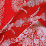 Crimson Red Banarasi Silk Saree Silver Zari Border