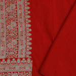 Crimson Red Banarasi Silk Saree Silver Zari Border