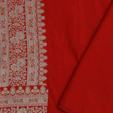 Crimson Red Banarasi Silk Saree Silver Zari Border