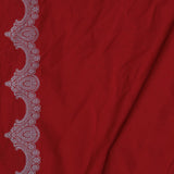 Cherry Red Banarasi Silk Saree With Silver Zari Border