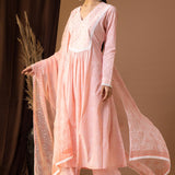 Rose Pink Khadi Printed Cotton Cambric Kurta Set