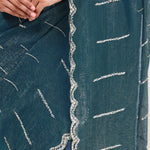 Dark Teal Handcrafted Tissue Saree