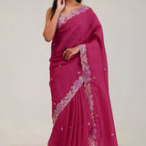 Steel Pink Tissue Crafted Saree