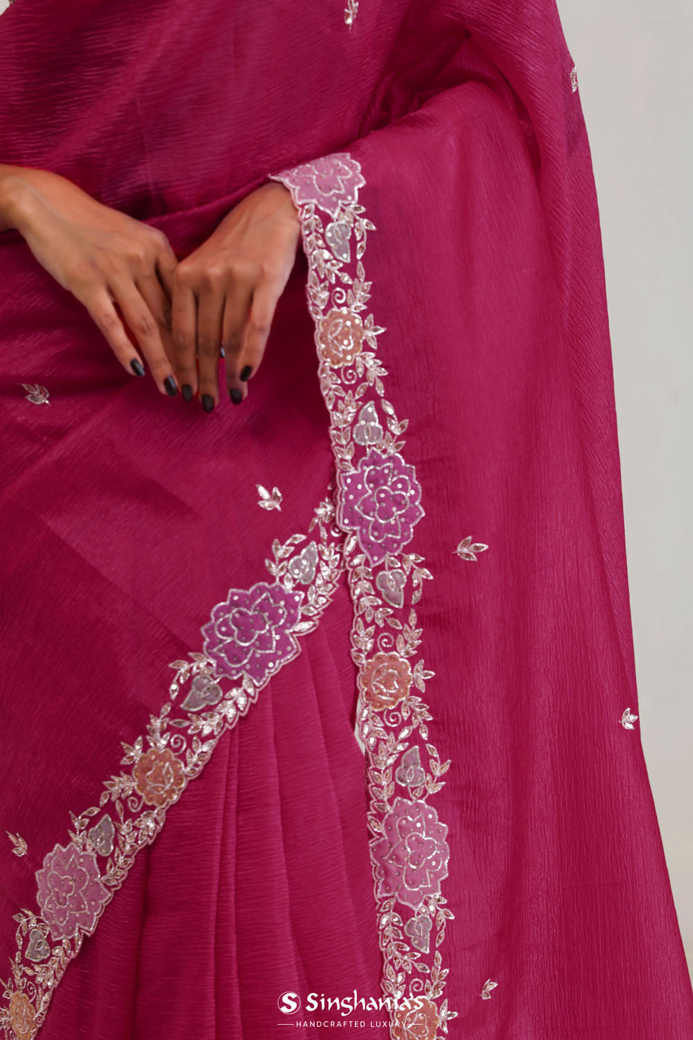 Steel Pink Tissue Crafted Saree