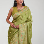Mehendi Green Silk Crafted Saree
