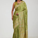 Mehendi Green Silk Crafted Saree