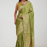 Mehendi Green Silk Crafted Saree