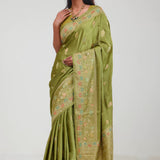 Mehendi Green Silk Crafted Saree