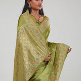 Mehendi Green Silk Crafted Saree