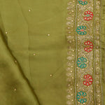 Mehendi Green Silk Crafted Saree
