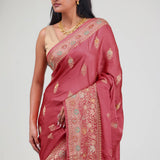 Paradise Pink Silk Crafted Saree