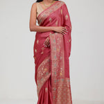 Paradise Pink Silk Crafted Saree