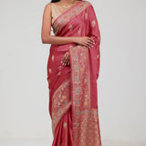 Paradise Pink Silk Crafted Saree