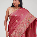 Paradise Pink Silk Crafted Saree