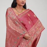 Paradise Pink Silk Crafted Saree