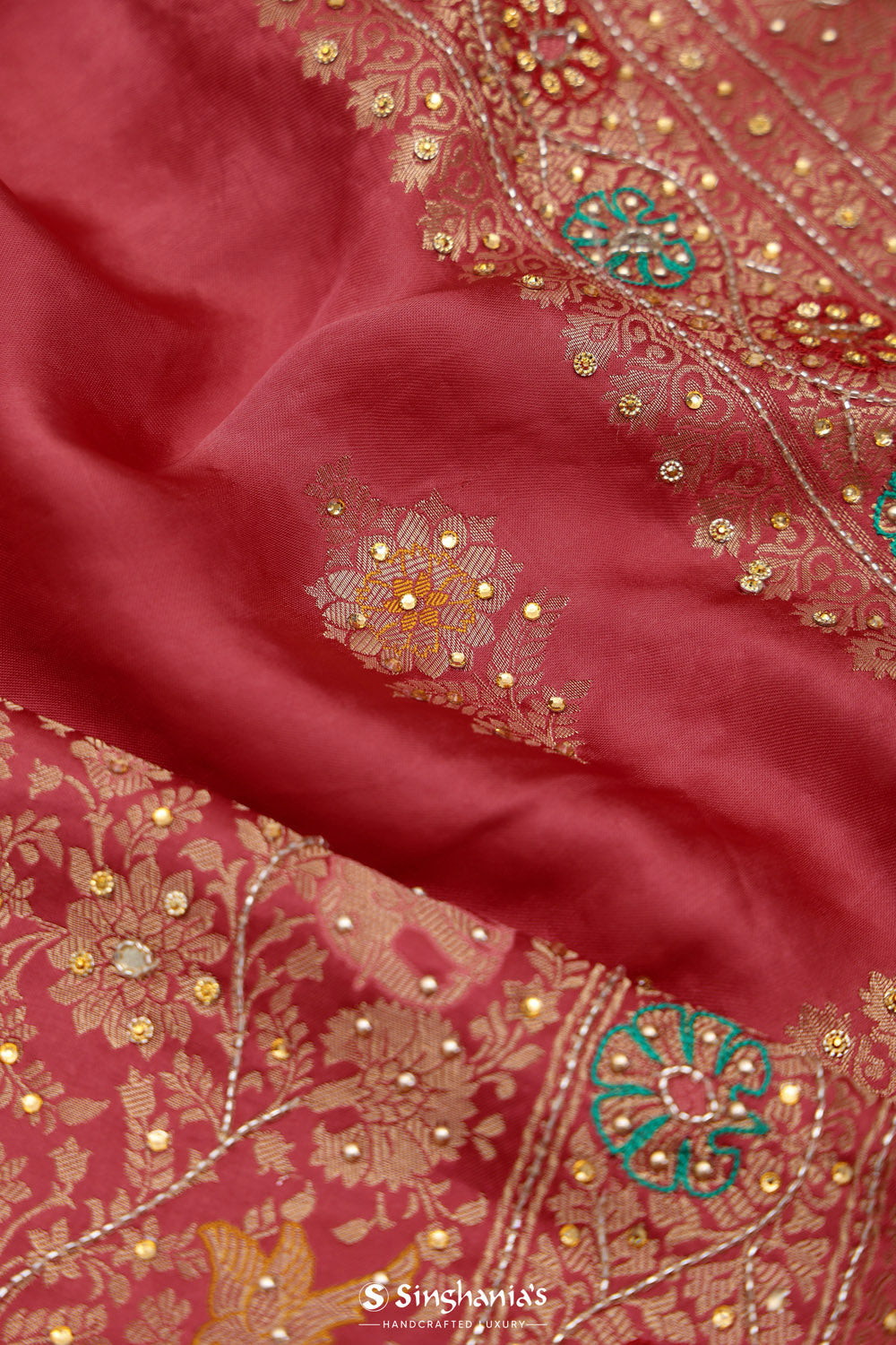 Paradise Pink Silk Crafted Saree