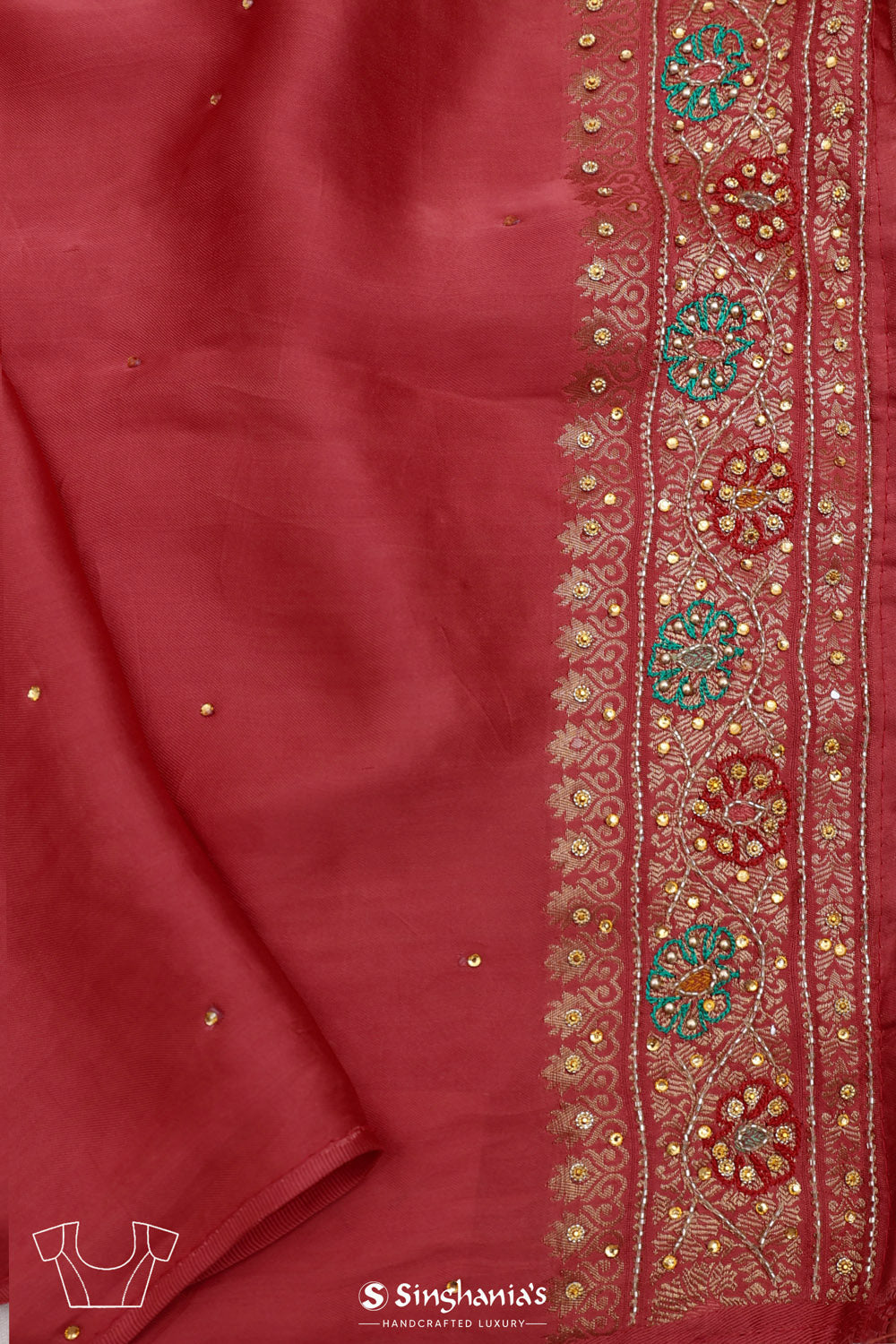 Paradise Pink Silk Crafted Saree
