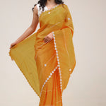 Dahlia Yellow Handcrafted Tissue Saree