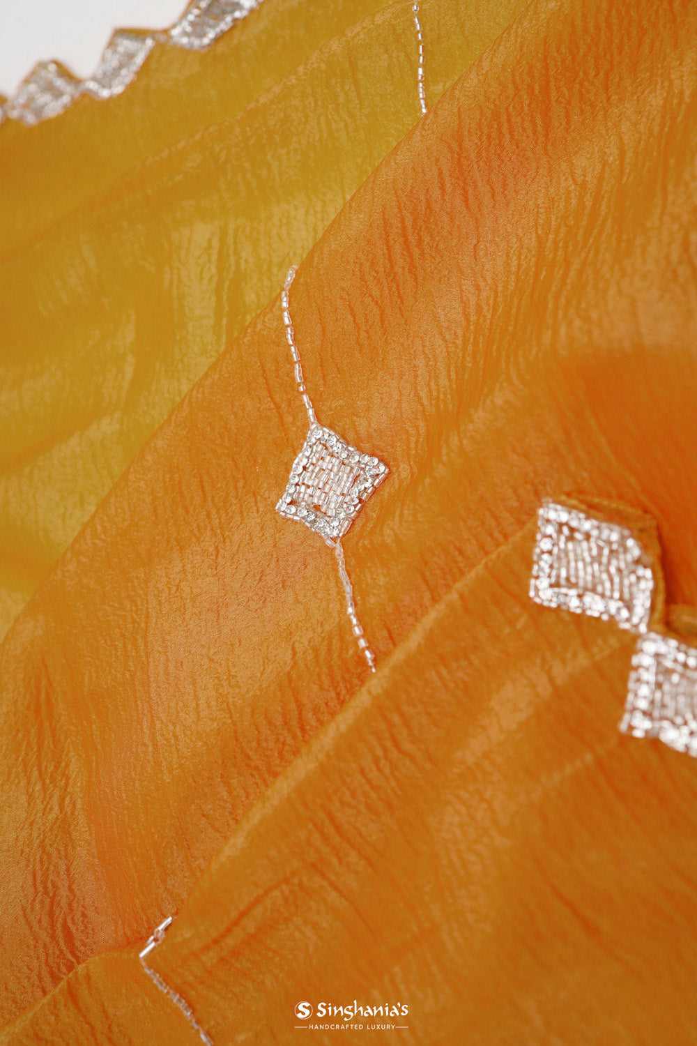 Dahlia Yellow Handcrafted Tissue Saree