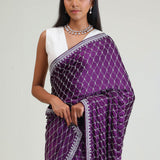 Imperial Purple Silk Crafted Saree