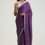 Imperial Purple Silk Crafted Saree