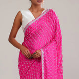 Cerise Pink Silk Crafted Saree
