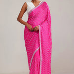 Cerise Pink Silk Crafted Saree