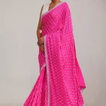 Cerise Pink Silk Crafted Saree