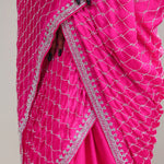 Cerise Pink Silk Crafted Saree