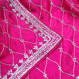 Cerise Pink Silk Crafted Saree