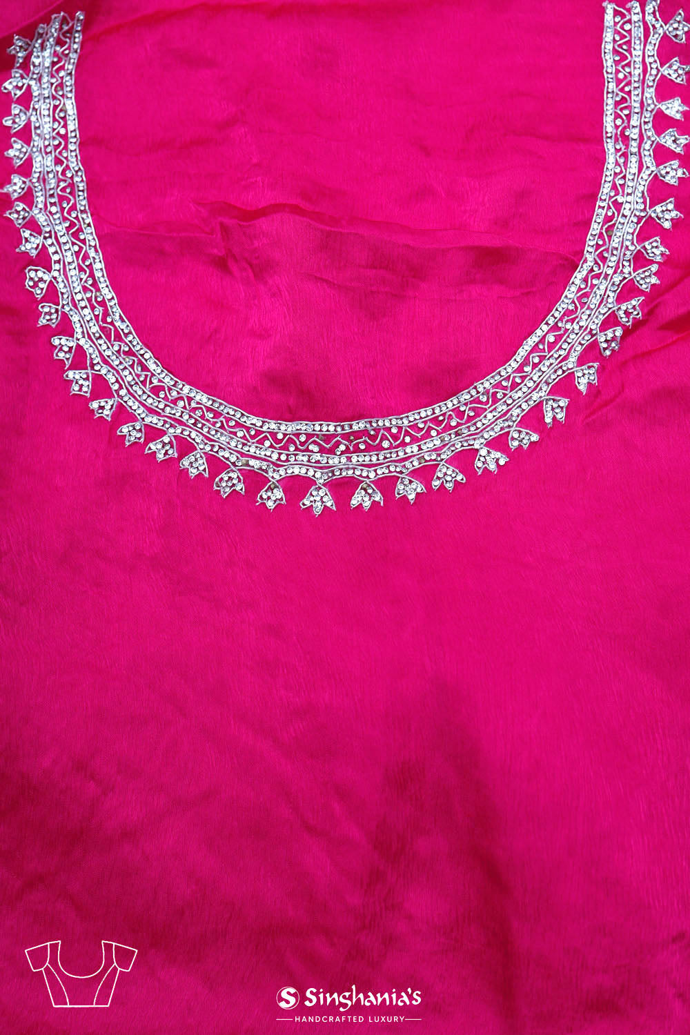 Cerise Pink Silk Crafted Saree
