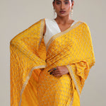 Gold Yellow Silk Crafted Saree