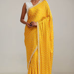 Gold Yellow Silk Crafted Saree