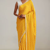 Gold Yellow Silk Crafted Saree