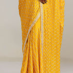 Gold Yellow Silk Crafted Saree