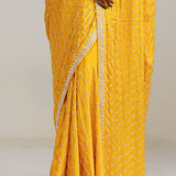 Gold Yellow Silk Crafted Saree